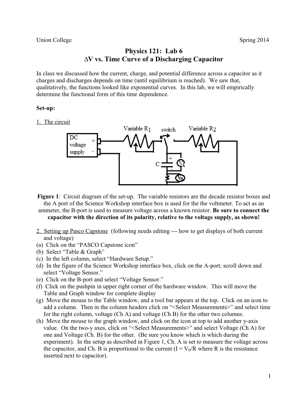 DV Vs. Time Curve of a Discharging Capacitor