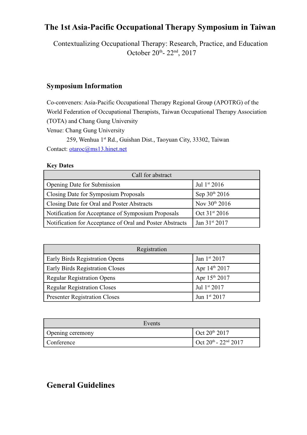 The 1St Asia-Pacific Occupational Therapy Symposium in Taiwan