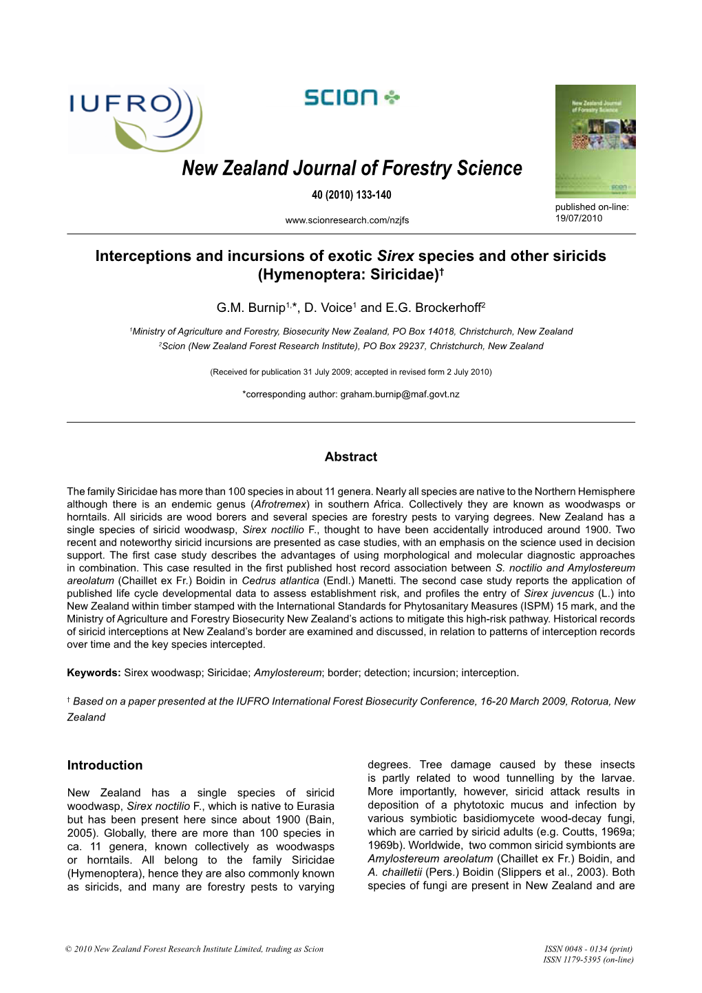 New Zealand Journal of Forestry Science 40 (2010) 133-140 Published On-Line: 19/07/2010