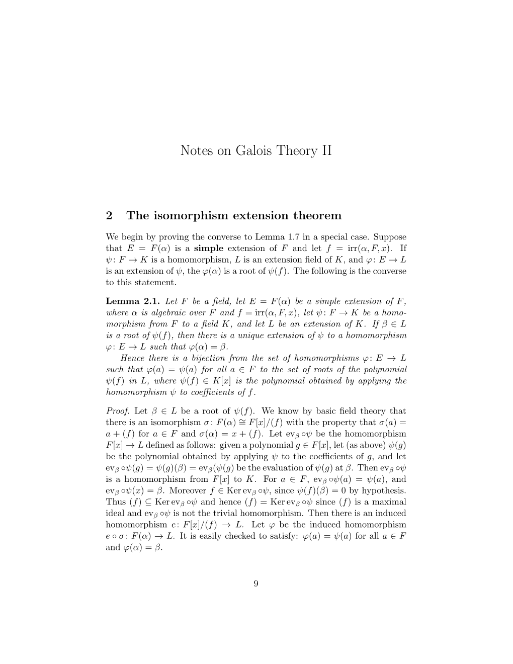 Notes on Galois Theory II