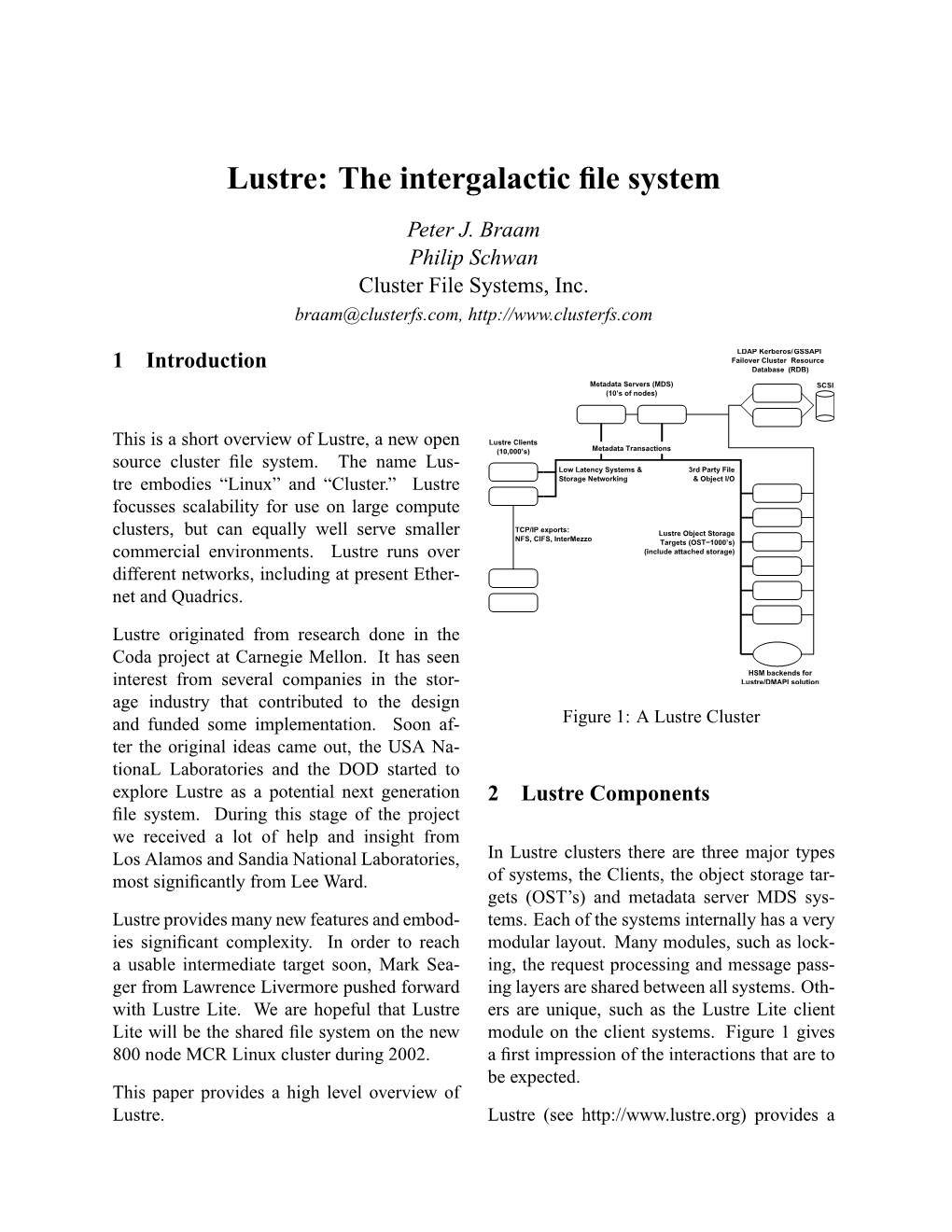 Lustre: the Intergalactic File System