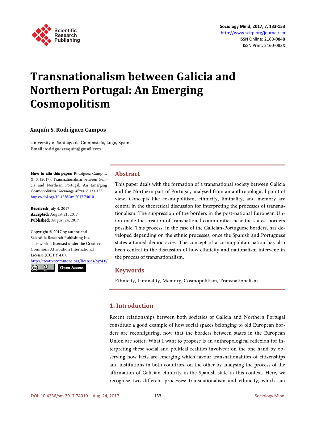 Transnationalism Between Galicia and Northern Portugal: an Emerging Cosmopolitism