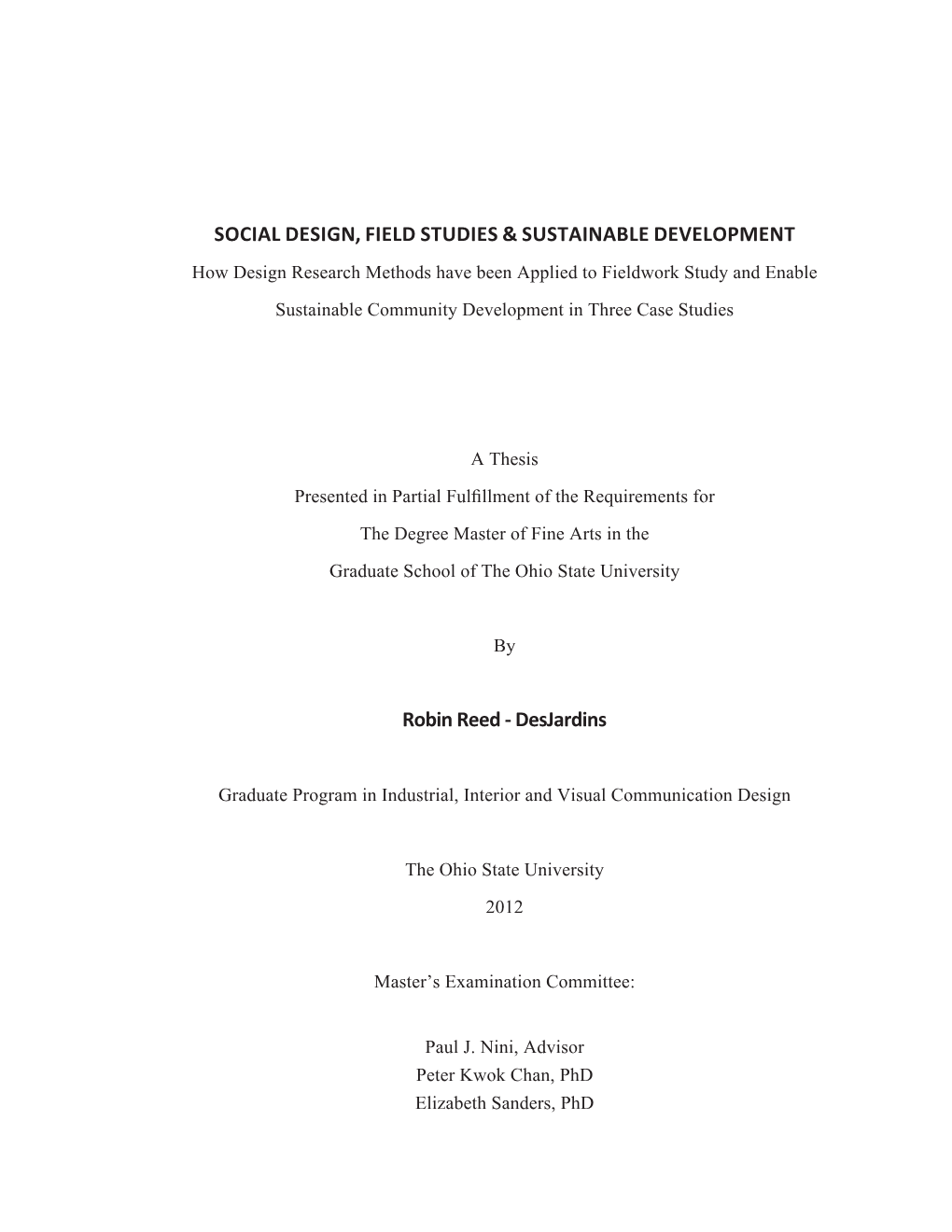 Social Design, Field Studies & Sustainable Development