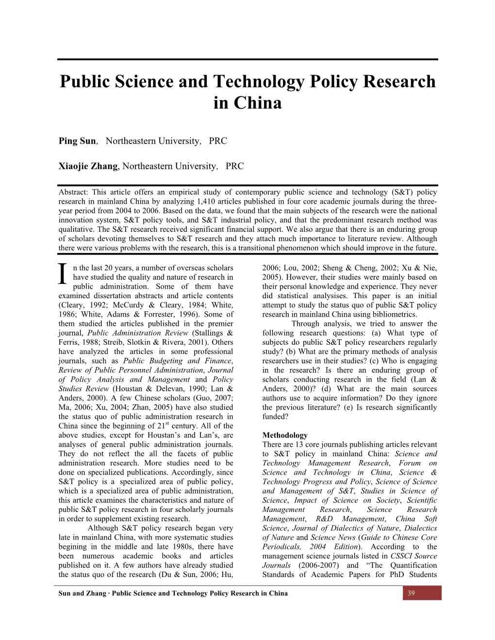 Public Science and Technology Policy Research in China