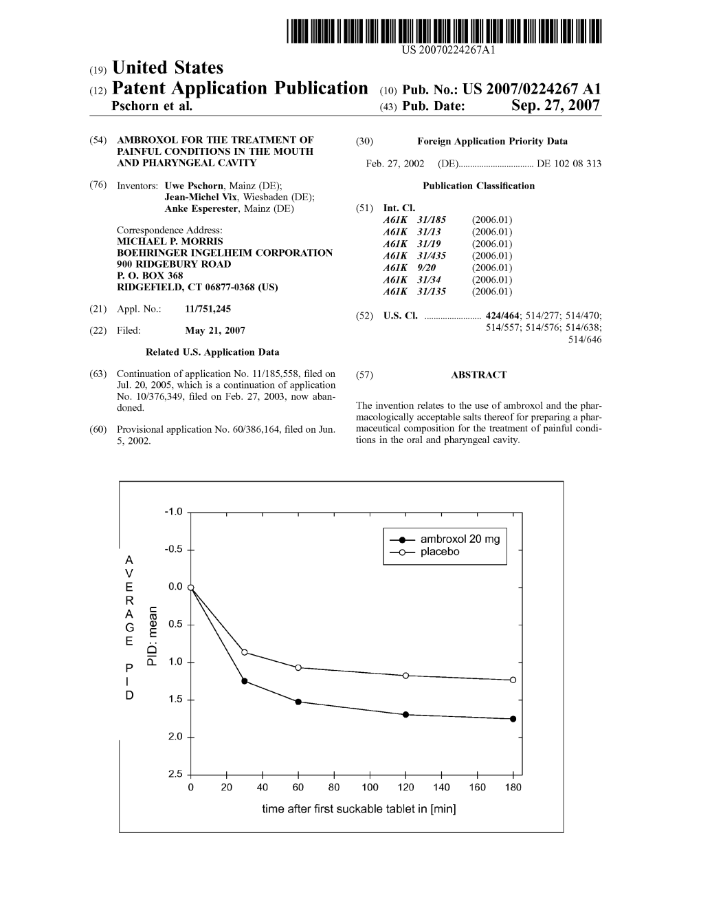 (12) Patent Application Publication (10) Pub. No.: US 2007/0224267 A1 Pschorn Et Al