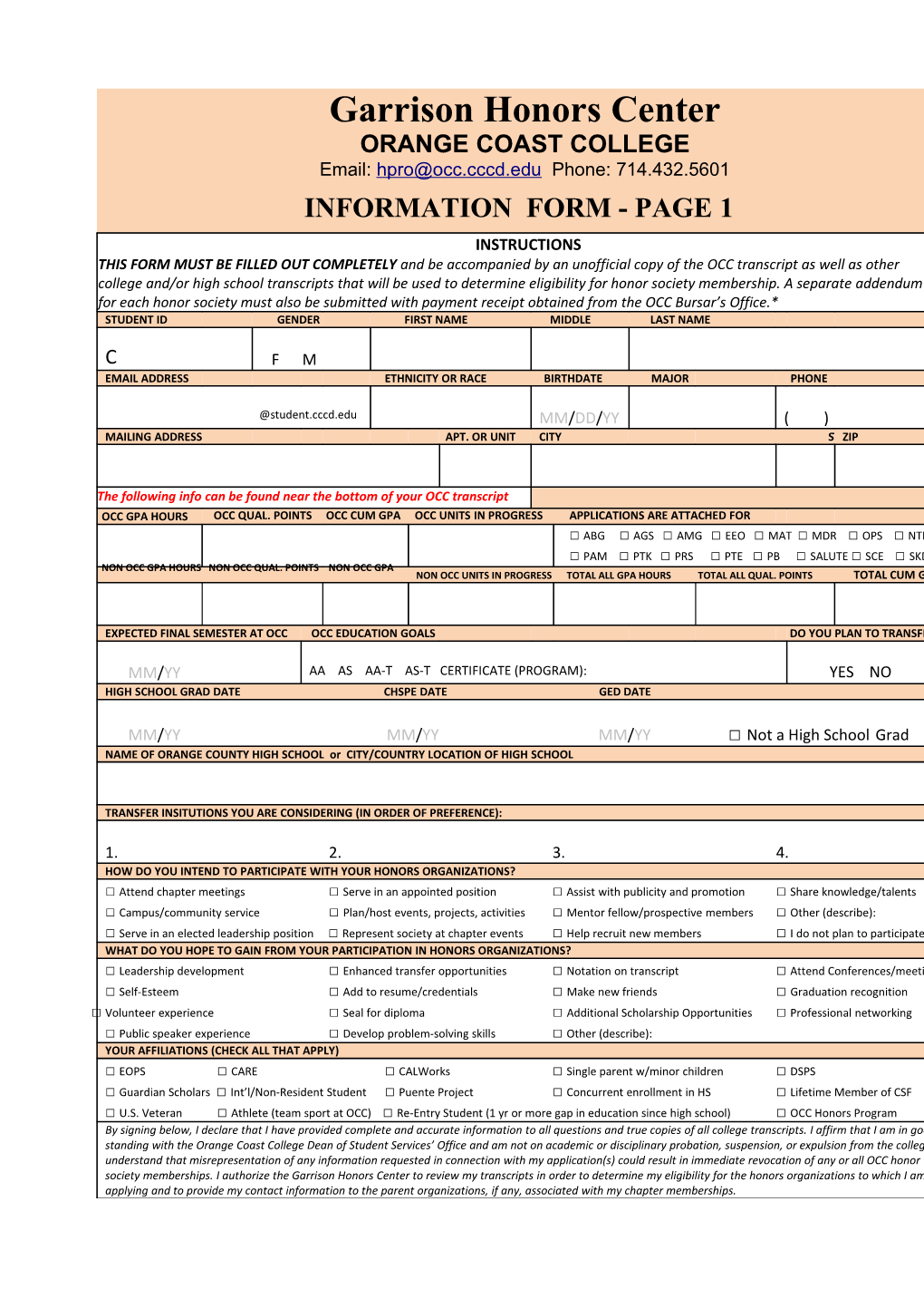 General Info Form 2017-18