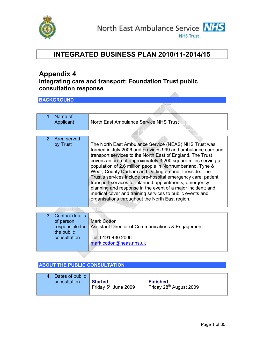 INTEGRATED BUSINESS PLAN 2010/11-2014/15 Appendix 4