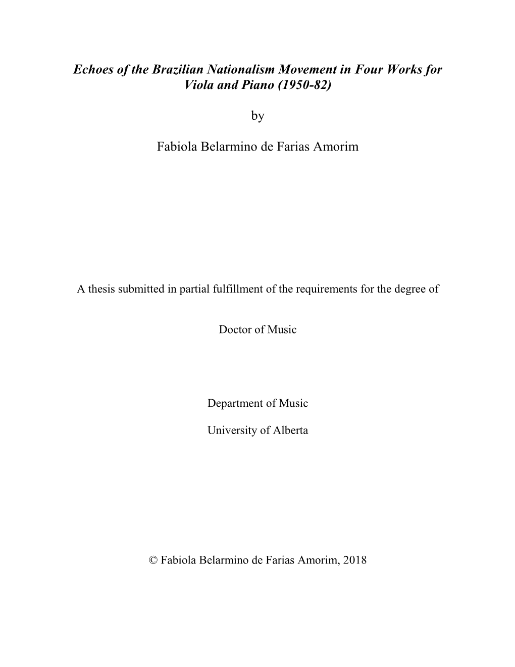 Echoes of the Brazilian Nationalism Movement in Four Works for Viola and Piano (1950-82)