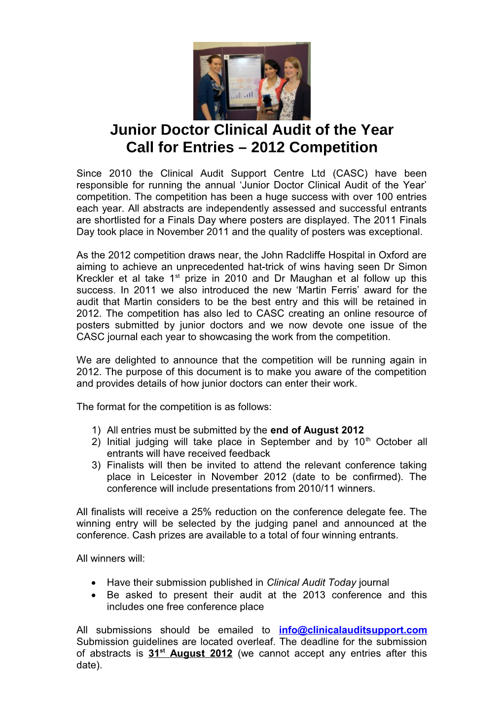 Junior Doctor Clinical Audit of the Year