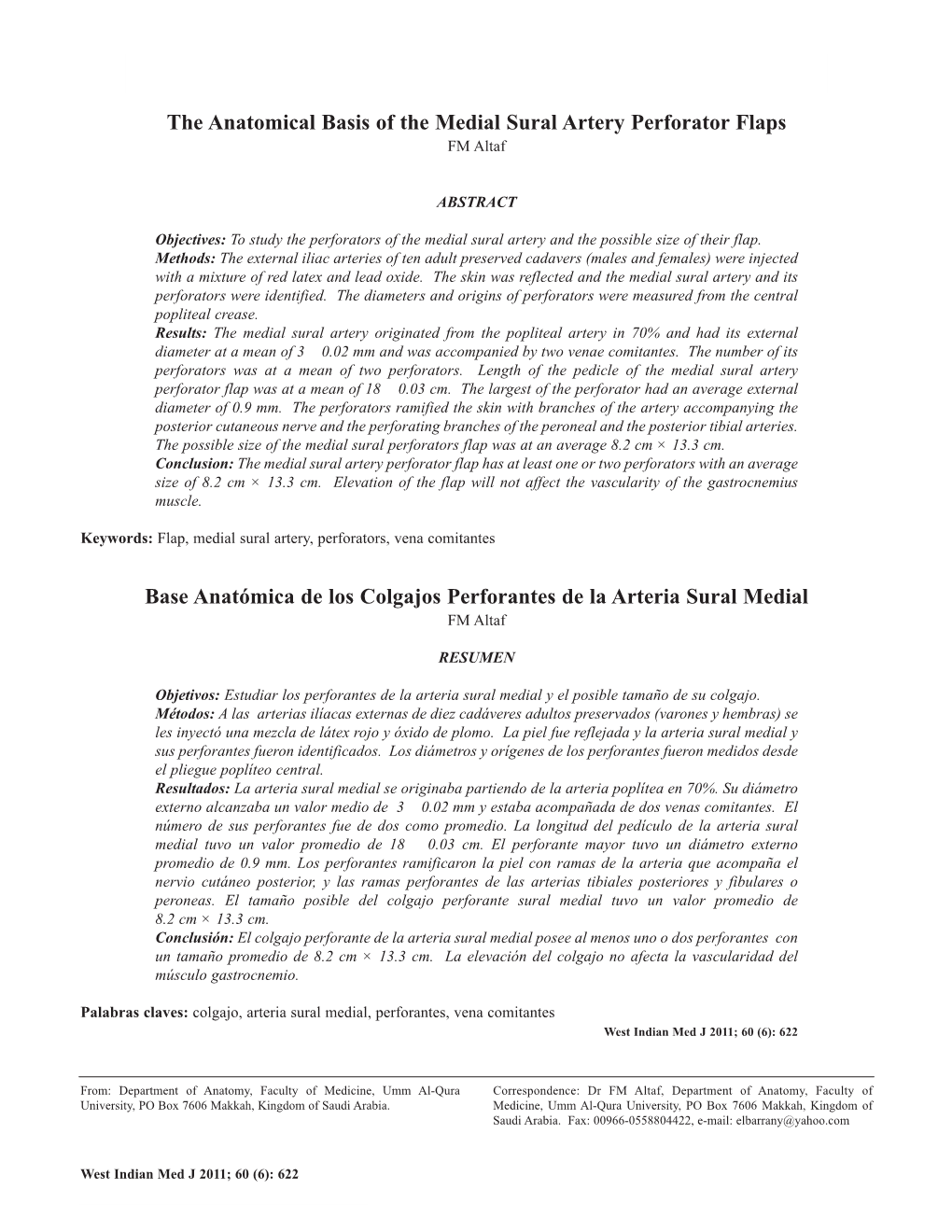 The Anatomical Basis of the Medial Sural Artery Perforator Flaps FM Altaf