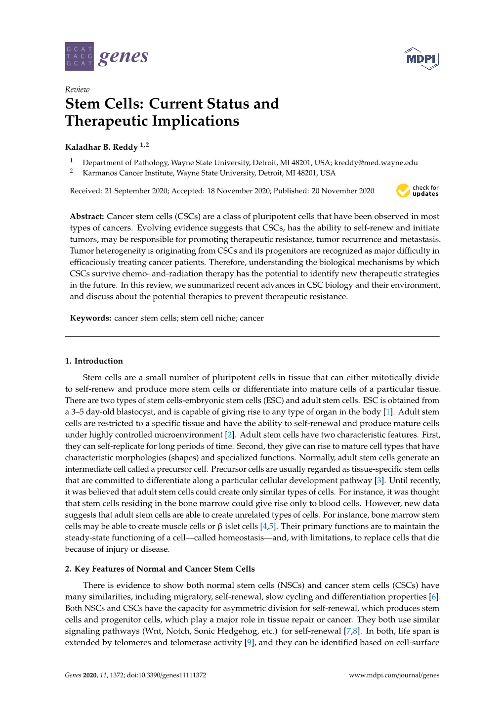 Stem Cells: Current Status and Therapeutic Implications