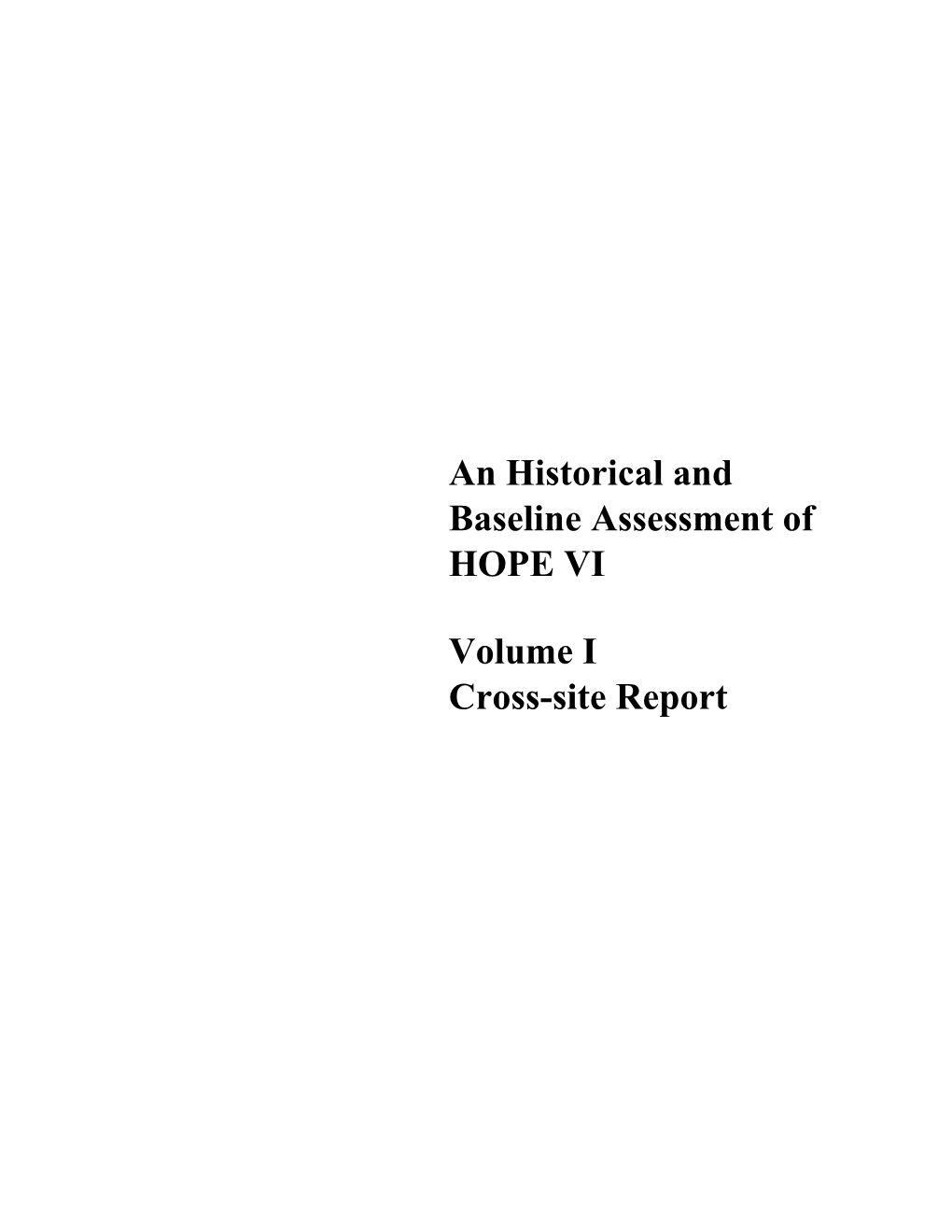 An Historical and Baseline Assessment of HOPE VI