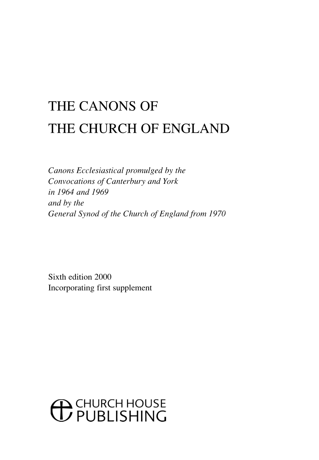 The Canons of the Church of England