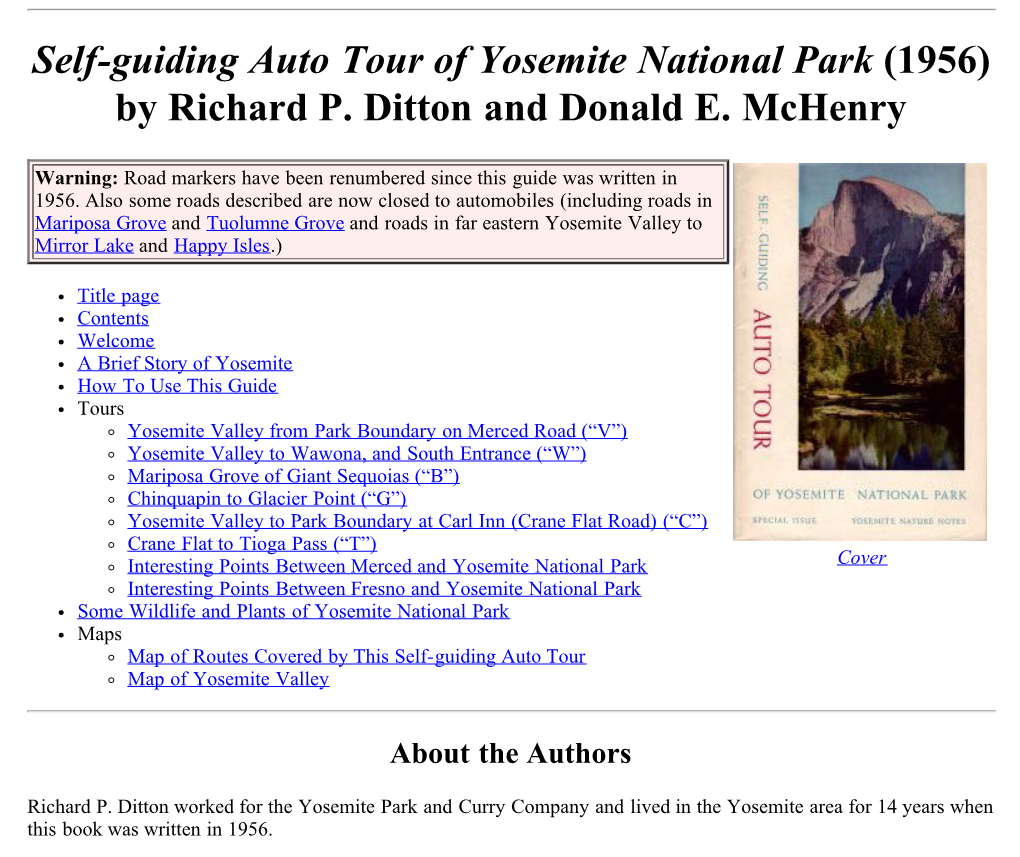 Self-Guiding Auto Tour of Yosemite National Park (1956) by Richard P