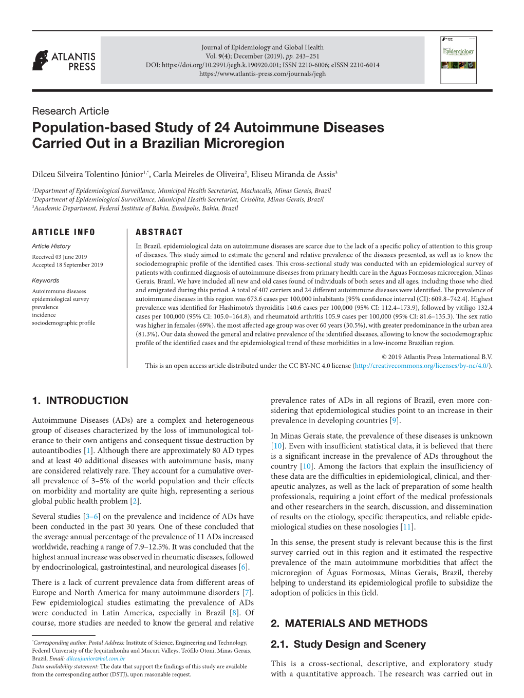 Population-Based Study of 24 Autoimmune Diseases Carried out in a Brazilian Microregion