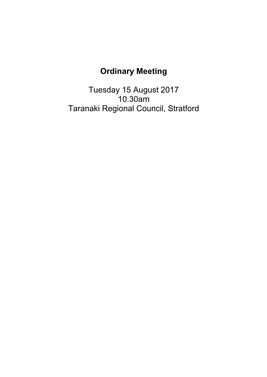 Ordinary Council Meeting Agenda July 2017