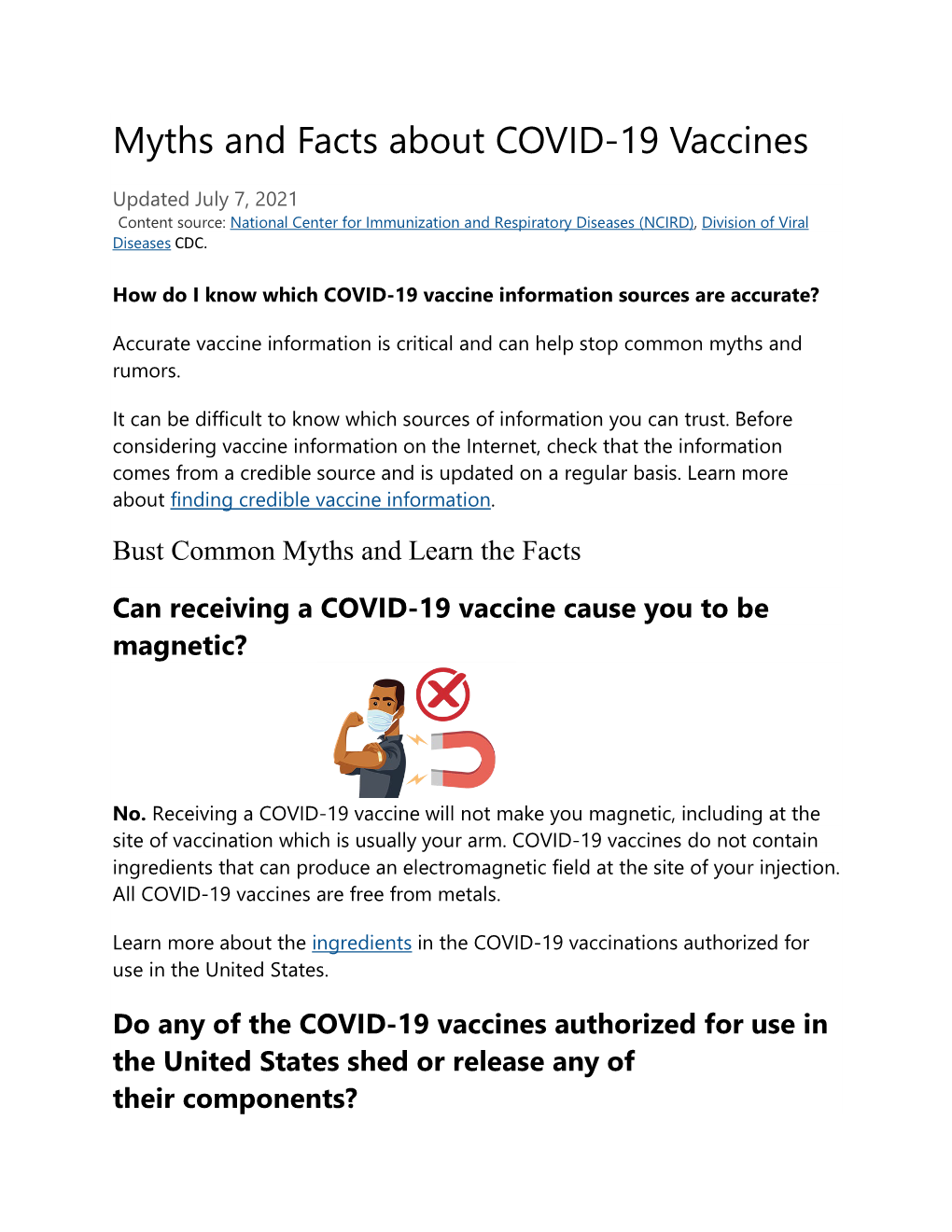 Myths and Facts About COVID-19 Vaccines