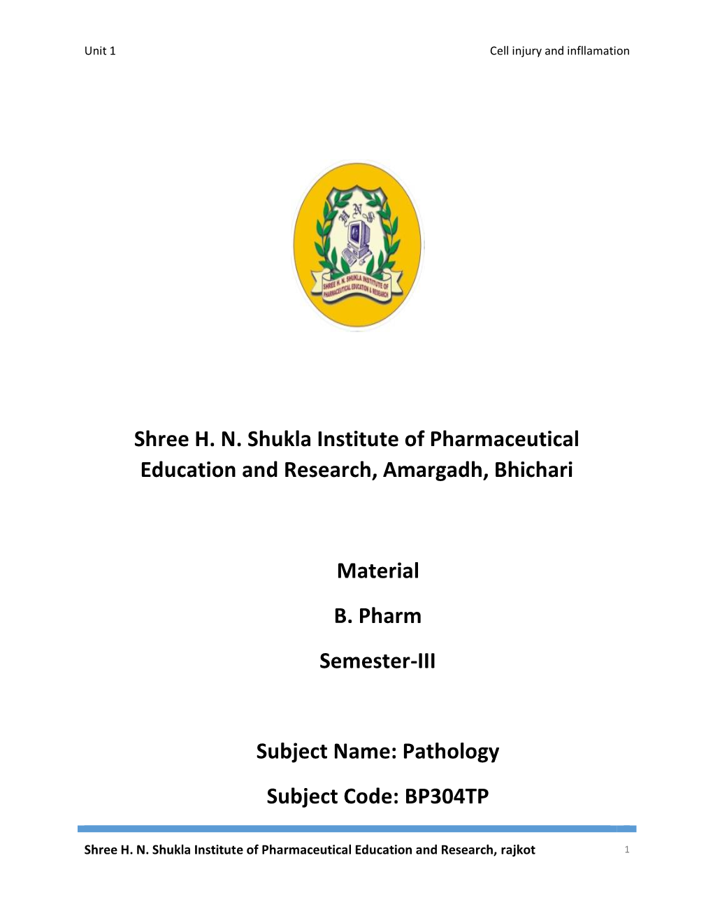 Shree H. N. Shukla Institute of Pharmaceutical Education and Research, Amargadh, Bhichari