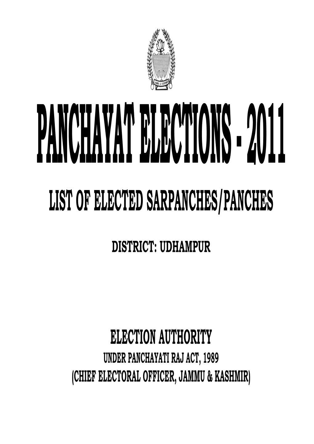 List of Elected Sarpanches/Panches