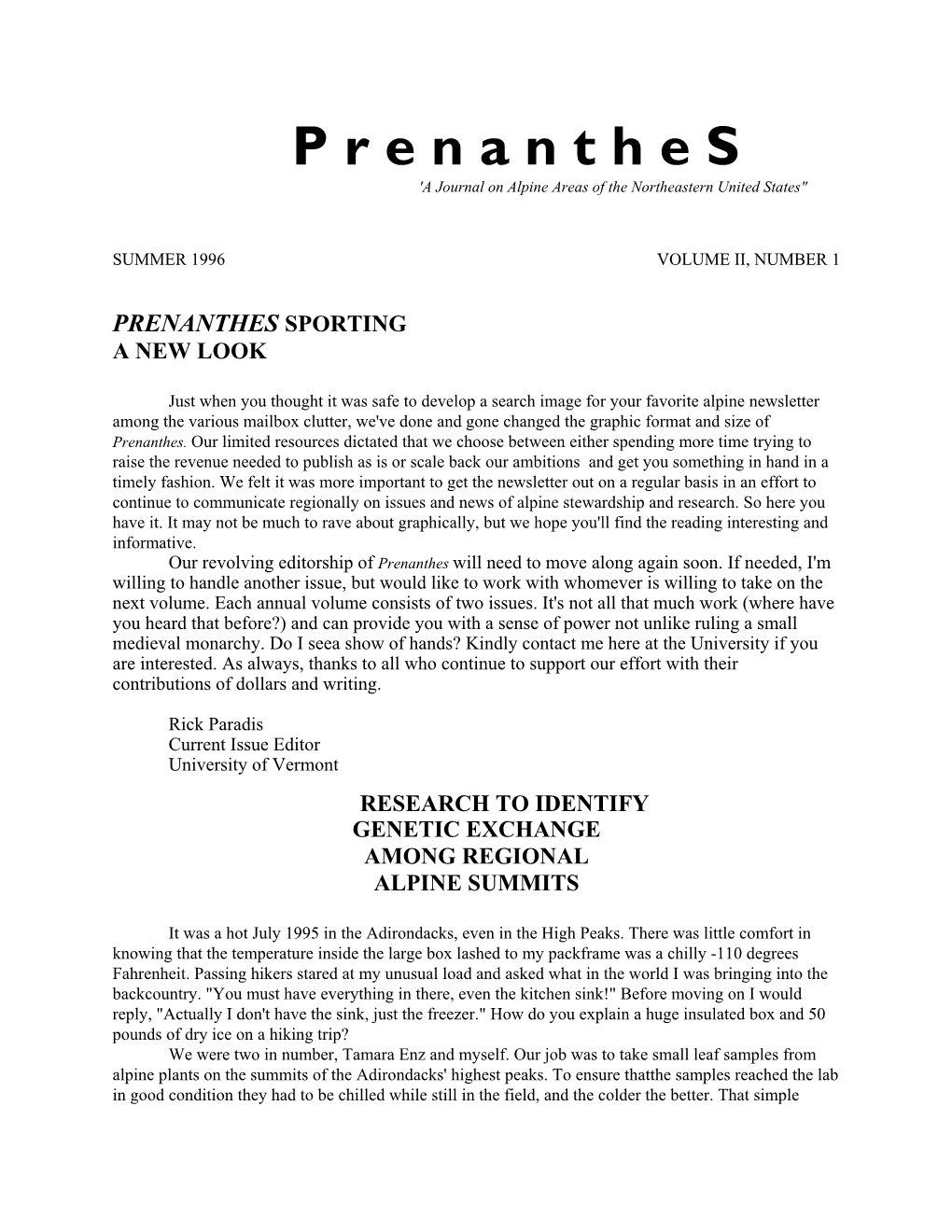 Prenanthes – Summer 1996