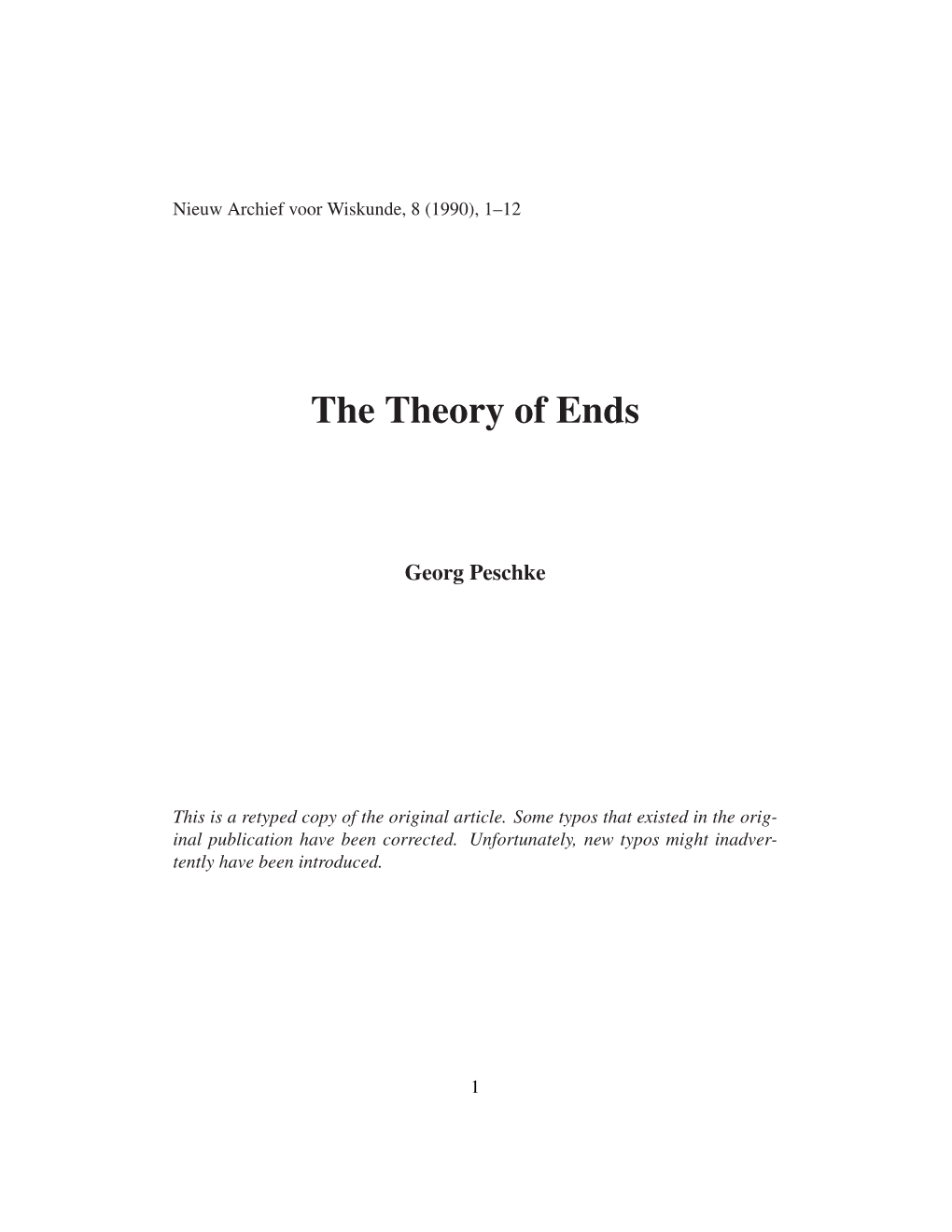 The Theory of Ends