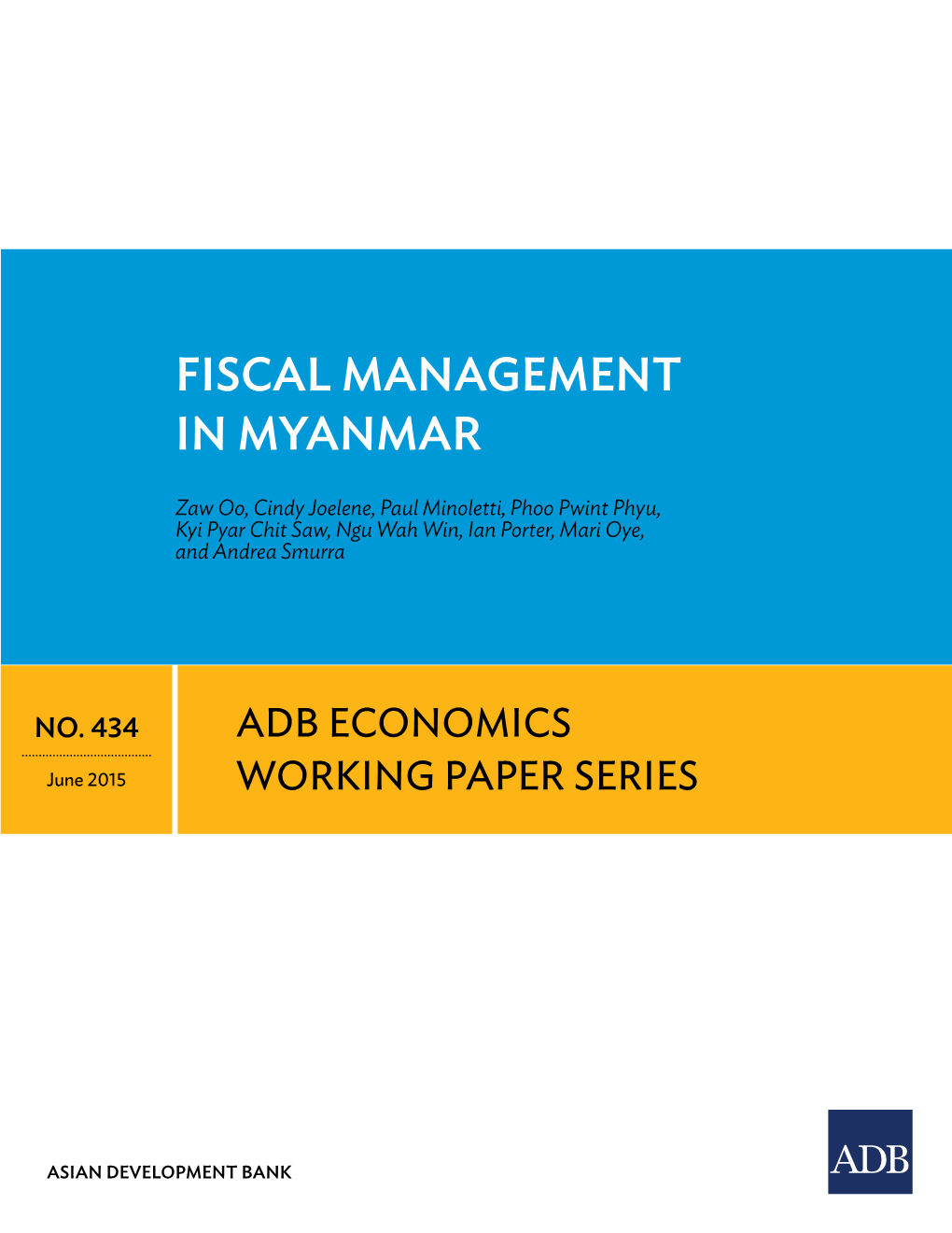 Fiscal Management in Myanmar