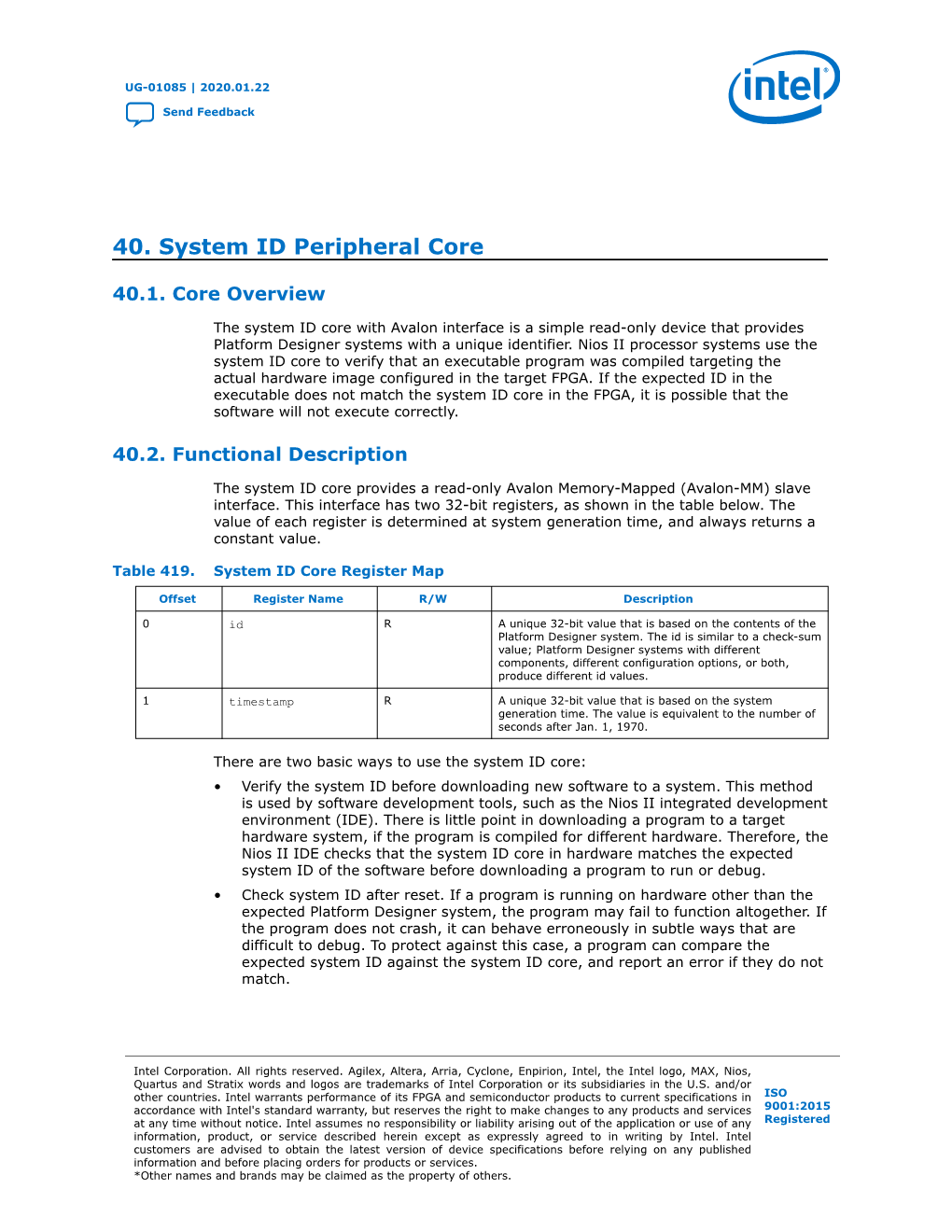 Embedded Peripherals IP User Guide Send Feedback