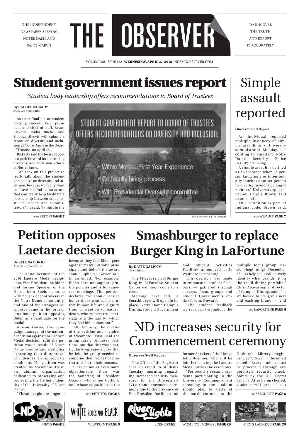 Student Government Issues Report Simple Assault Reported Petition