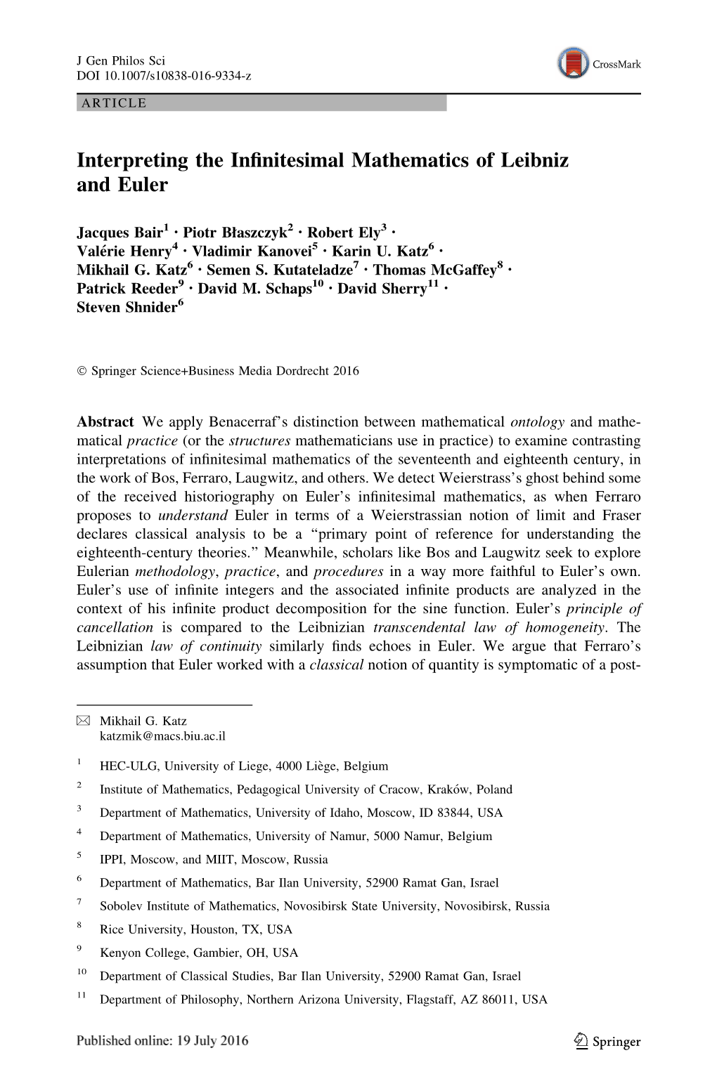 Interpreting the Infinitesimal Mathematics of Leibniz and Euler