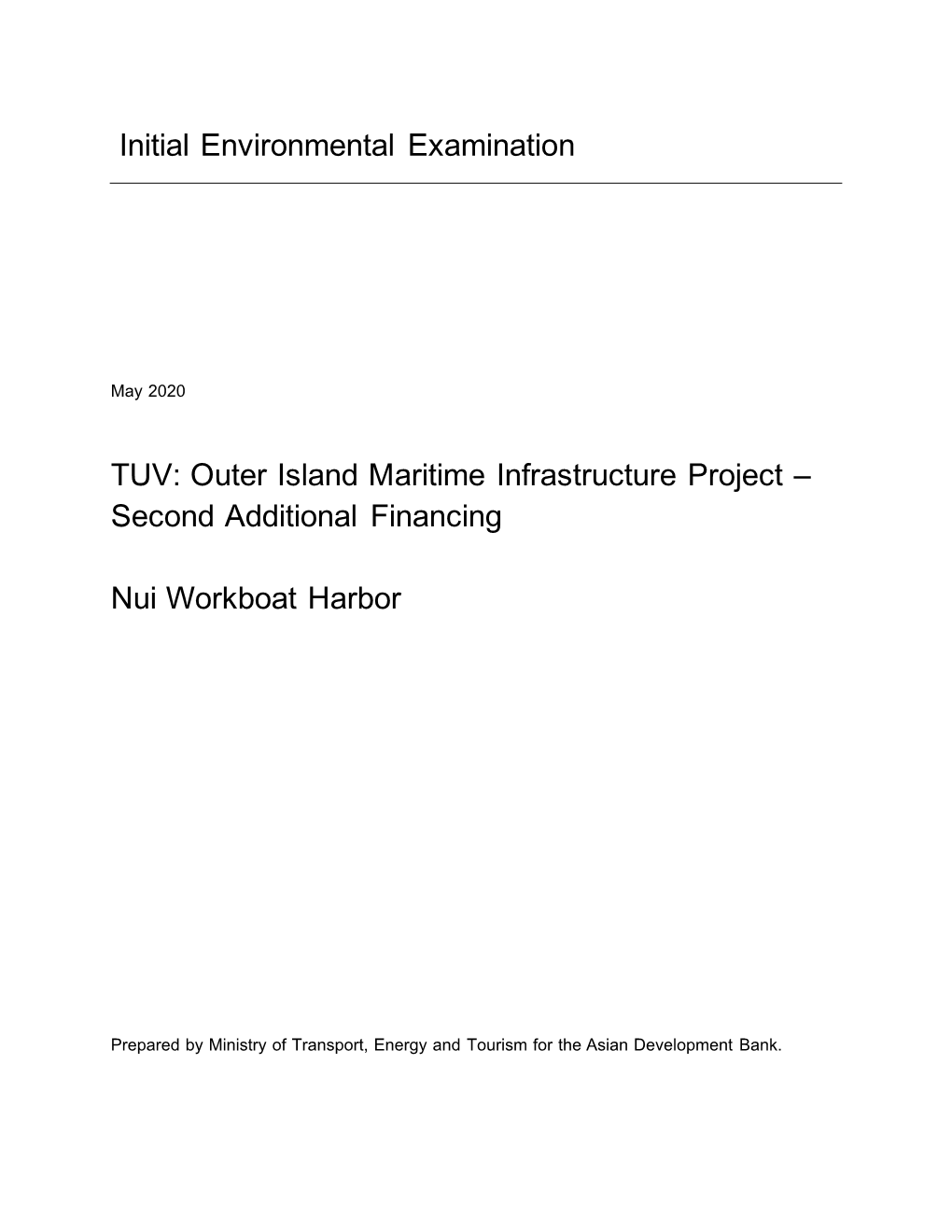 Outer Island Maritime Infrastructure Project – Second Additional Financing