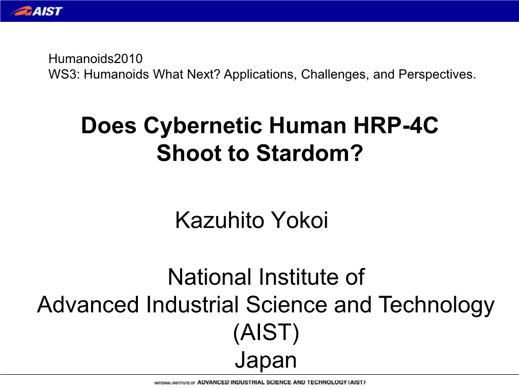 Does Cybernetic Human HRP-4C Shoot to Stardom?