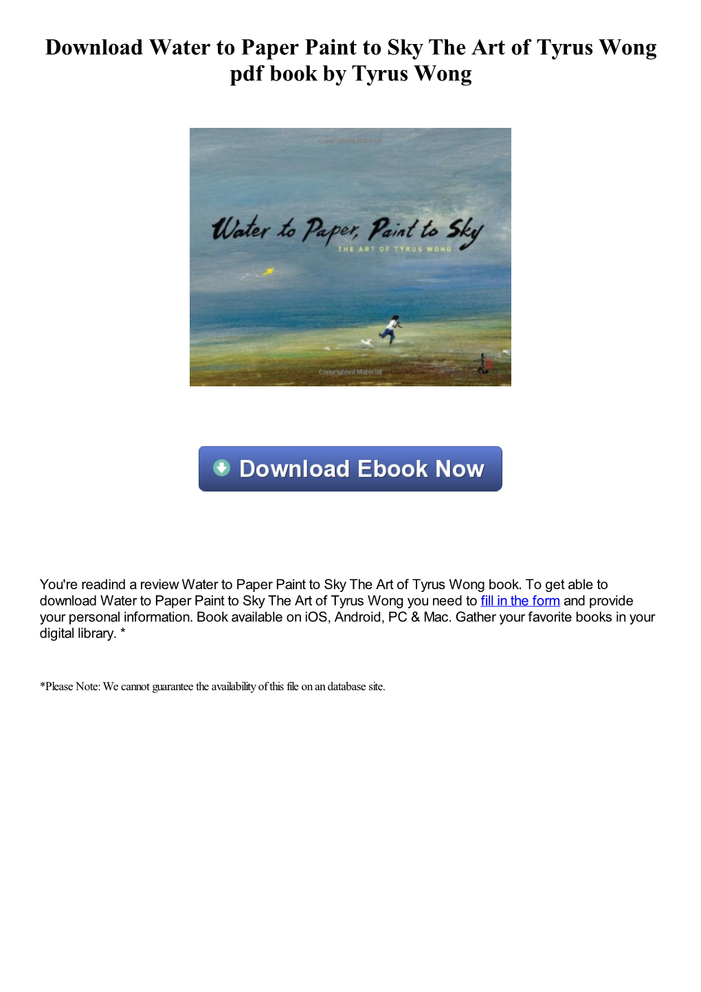 Water to Paper Paint to Sky the Art of Tyrus Wong Pdf Book by Tyrus Wong