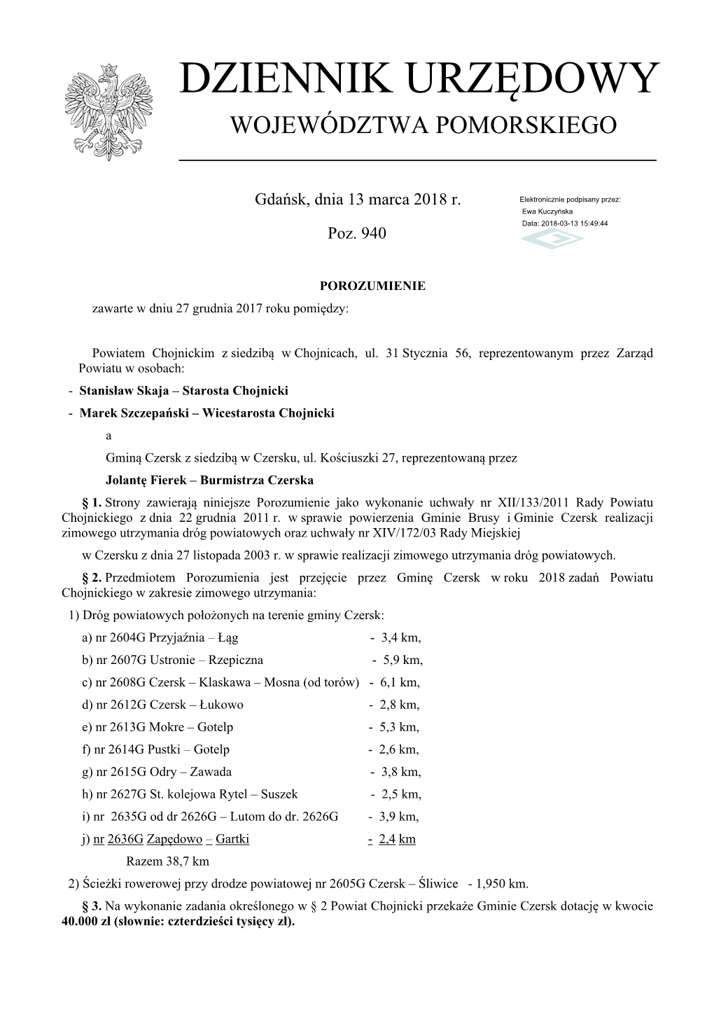 Porozumienie Z Dnia 27 Grudnia 2017 R