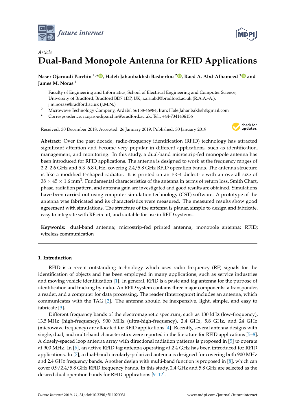 Dual-Band Monopole Antenna for RFID Applications