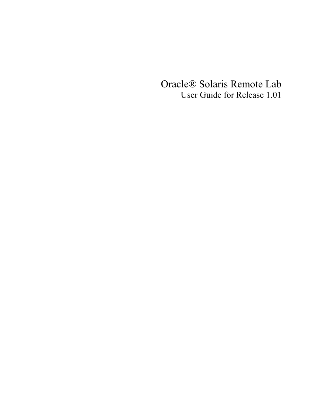 Oracle® Solaris Remote Lab User Guide for Release 1.01