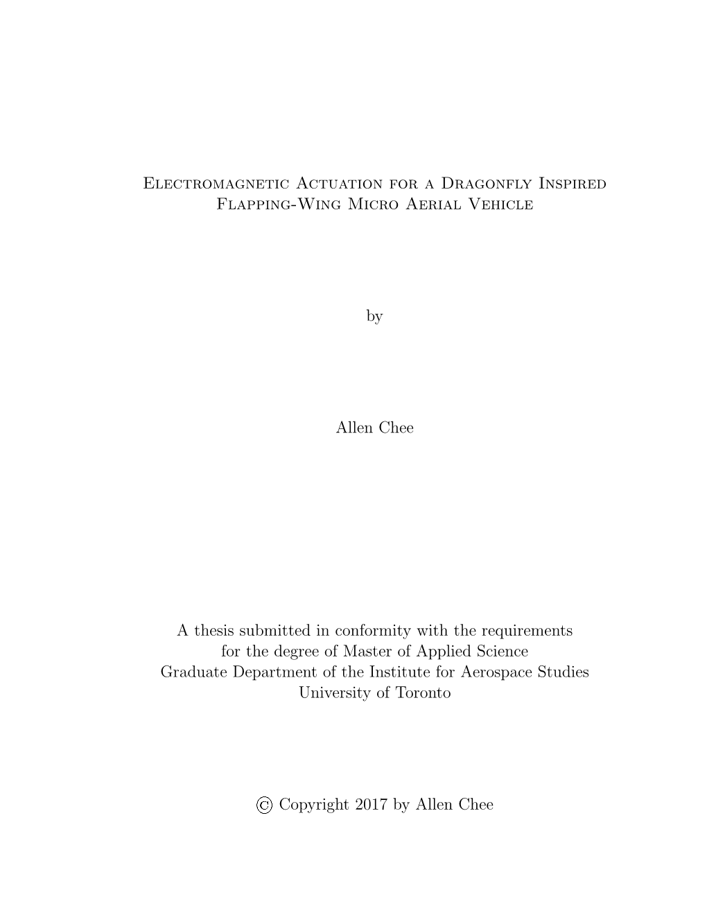 Electromagnetic Actuation for a Dragonfly Inspired Flapping-Wing Micro Aerial Vehicle