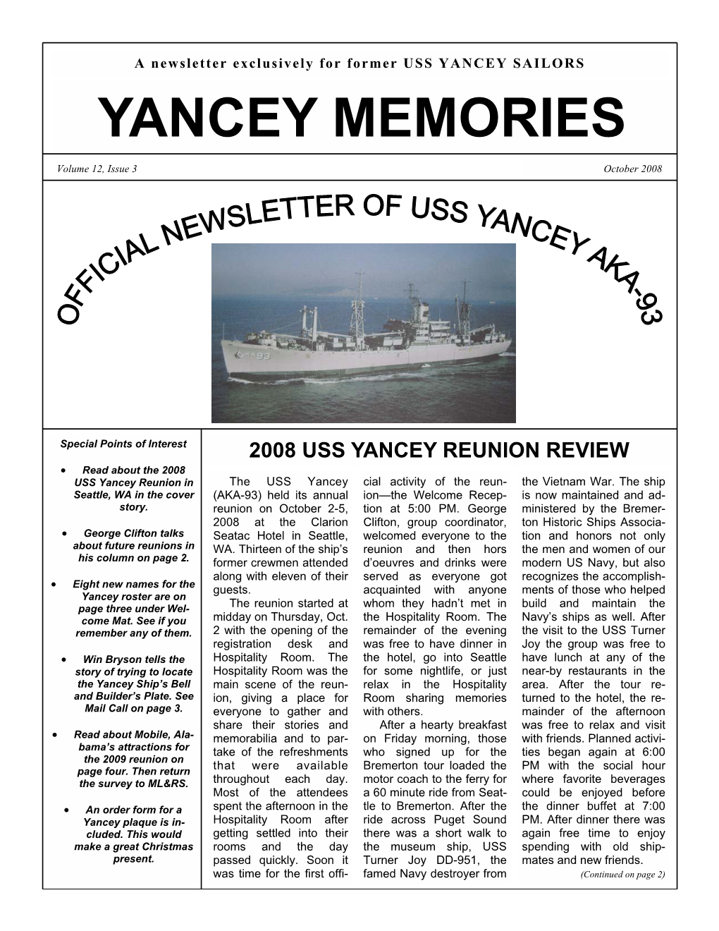 Yancey Memories Newsletter