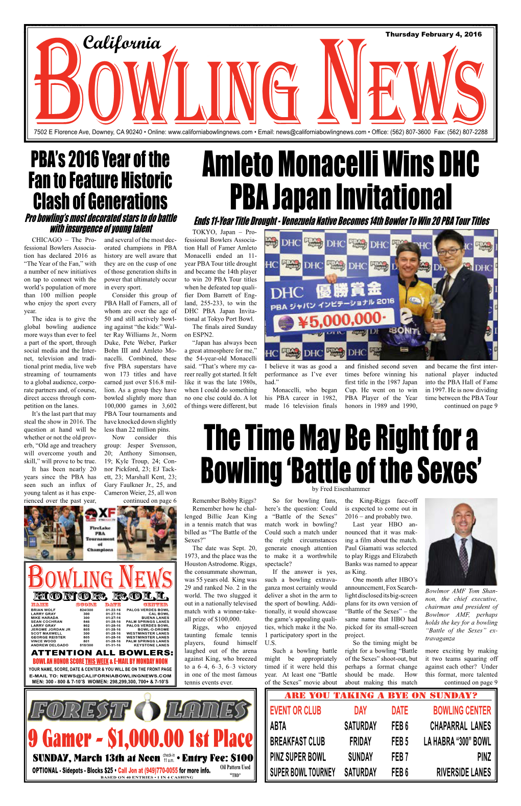 Amleto Monacelli Wins DHC PBA Japan Invitational the Time May Be Right for a Bowling