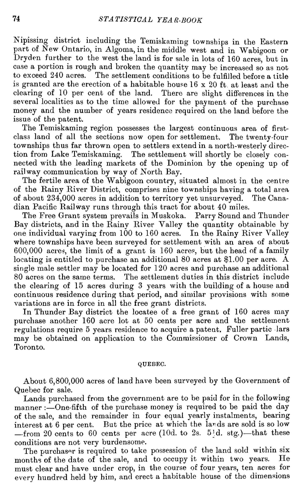 74 STATISTICAL YEAR-BOOK Nipissing District Including The