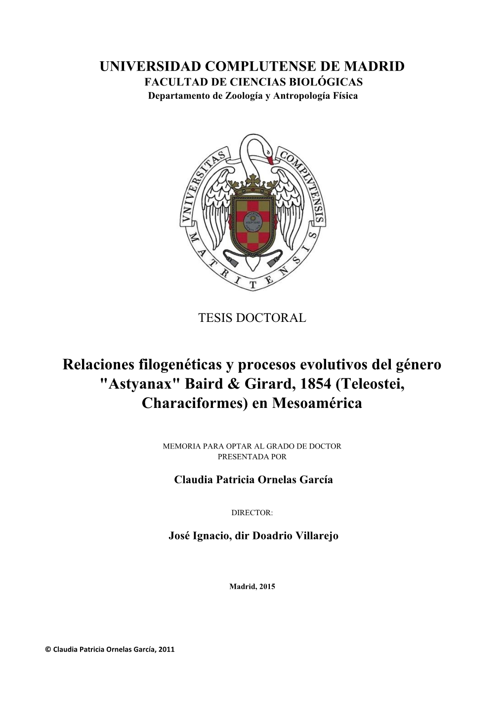 Astyanax" Baird & Girard, 1854 (Teleostei, Characiformes) En Mesoamérica