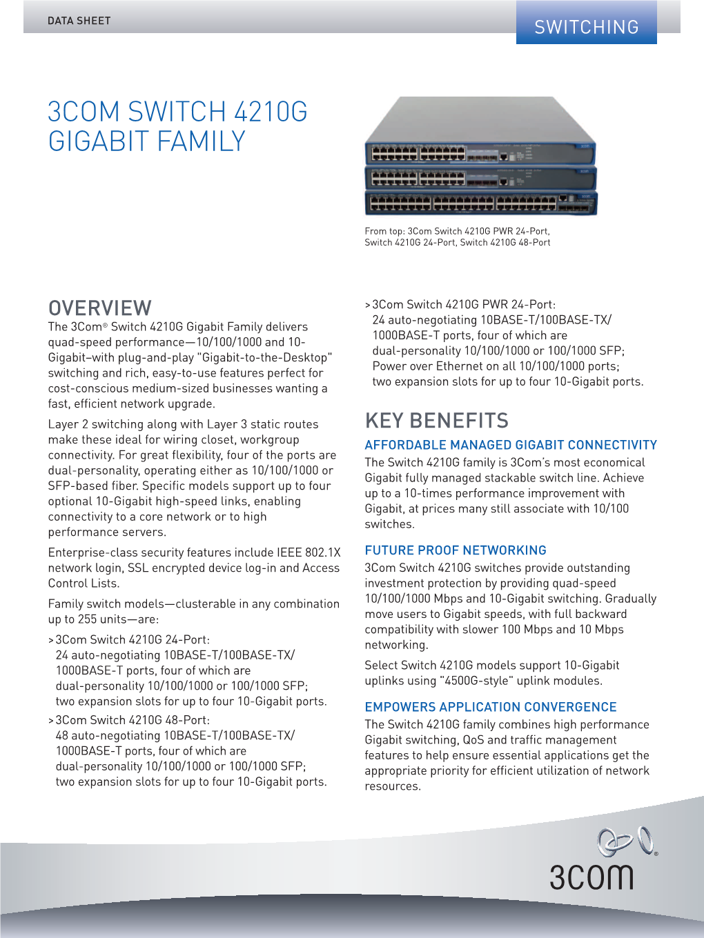 3Com® Switch 4210G Gigabit Family