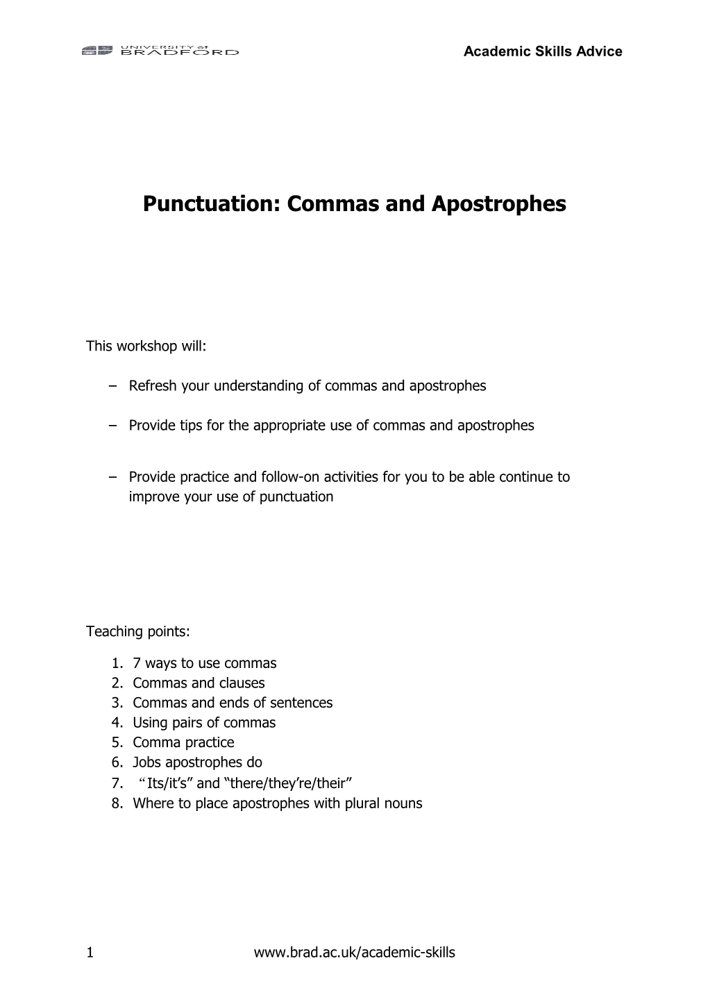 Punctuation: Commas and Apostrophes