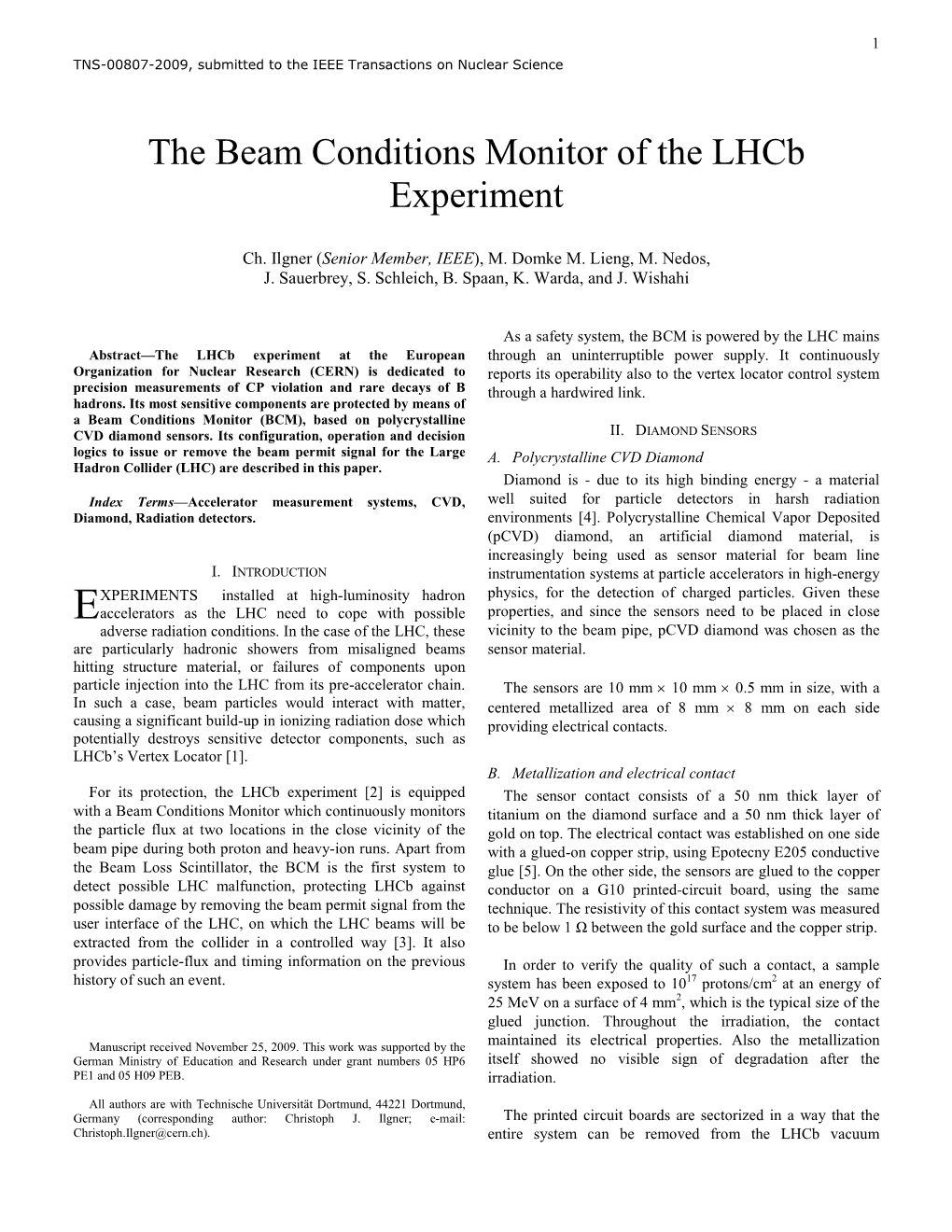 The Beam Conditions Monitor of the Lhcb Experiment