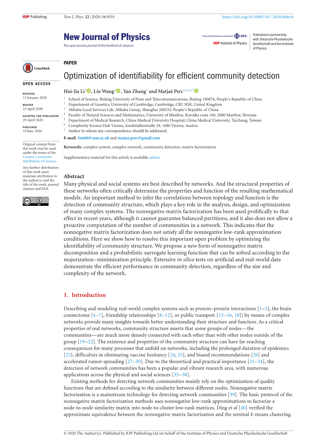 Optimization of Identifiability for Efficient Community Detection
