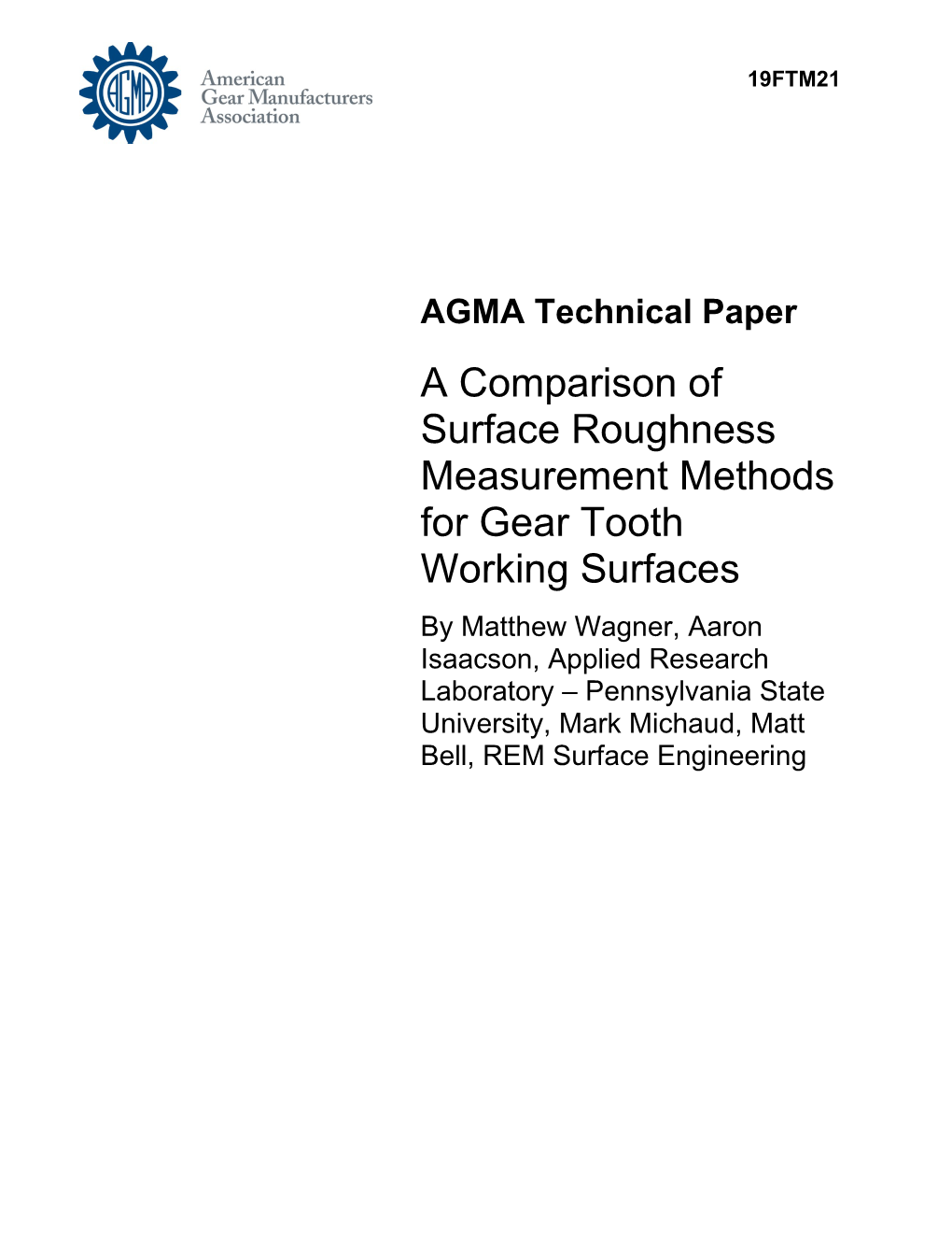 A Comparison of Surface Roughness Measurement Methods for Gear