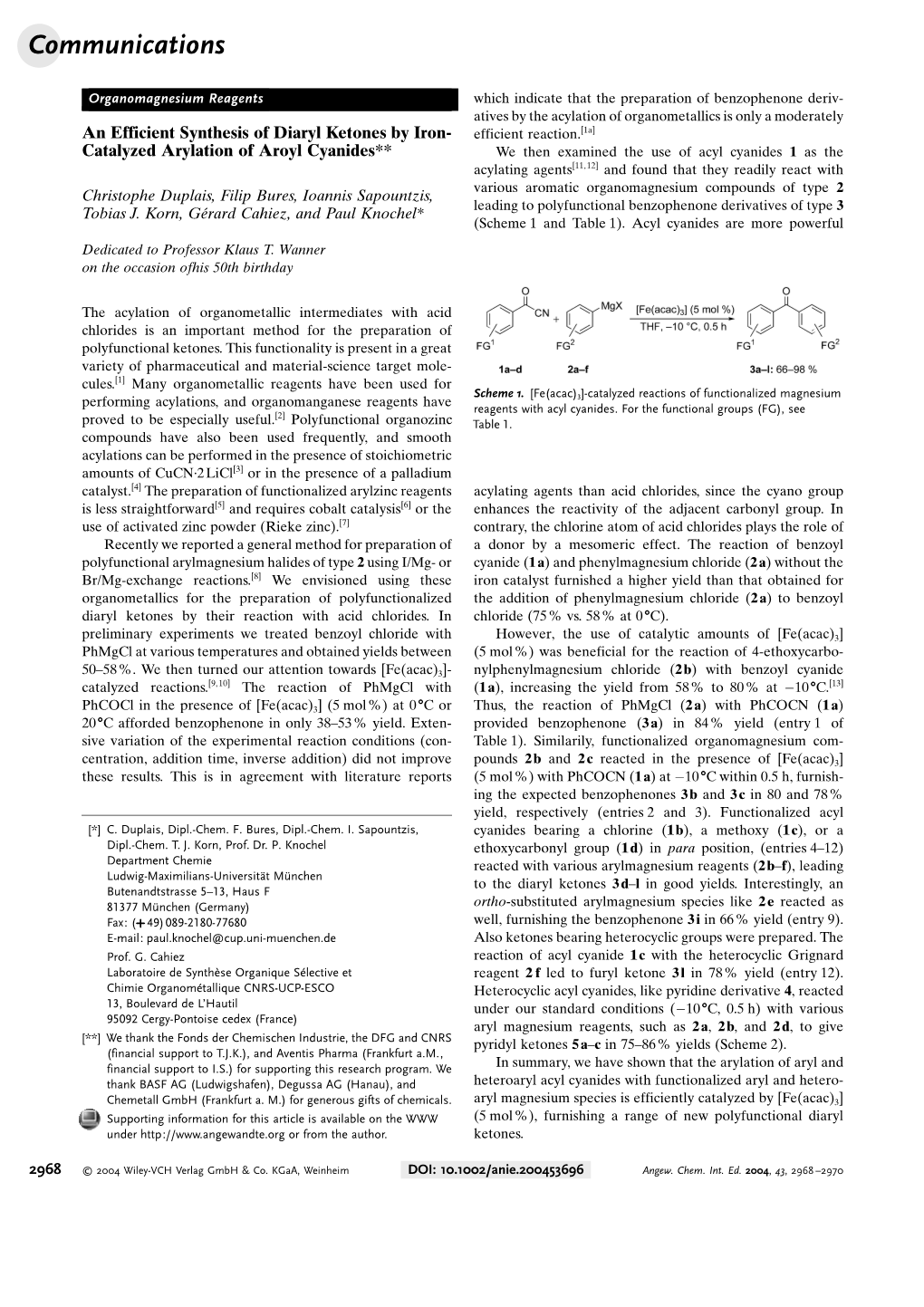 An Efficient Synthesis of Diaryl Ketones by Iron-Catalyzed Arylation of Aroyl Cyanides