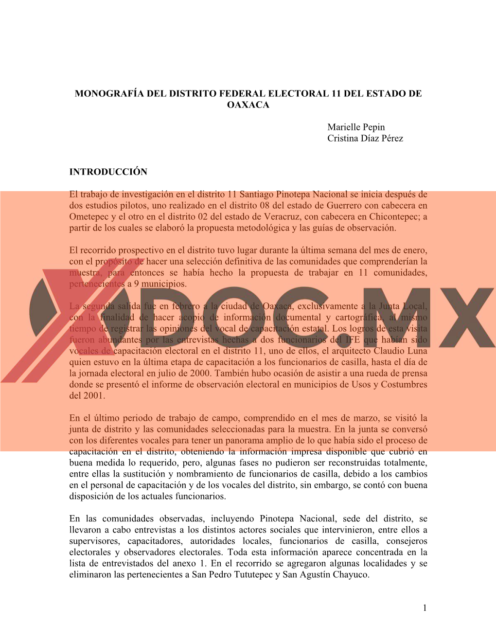 Monografía Del Distrito Federal Electoral 11 Del Estado De Oaxaca