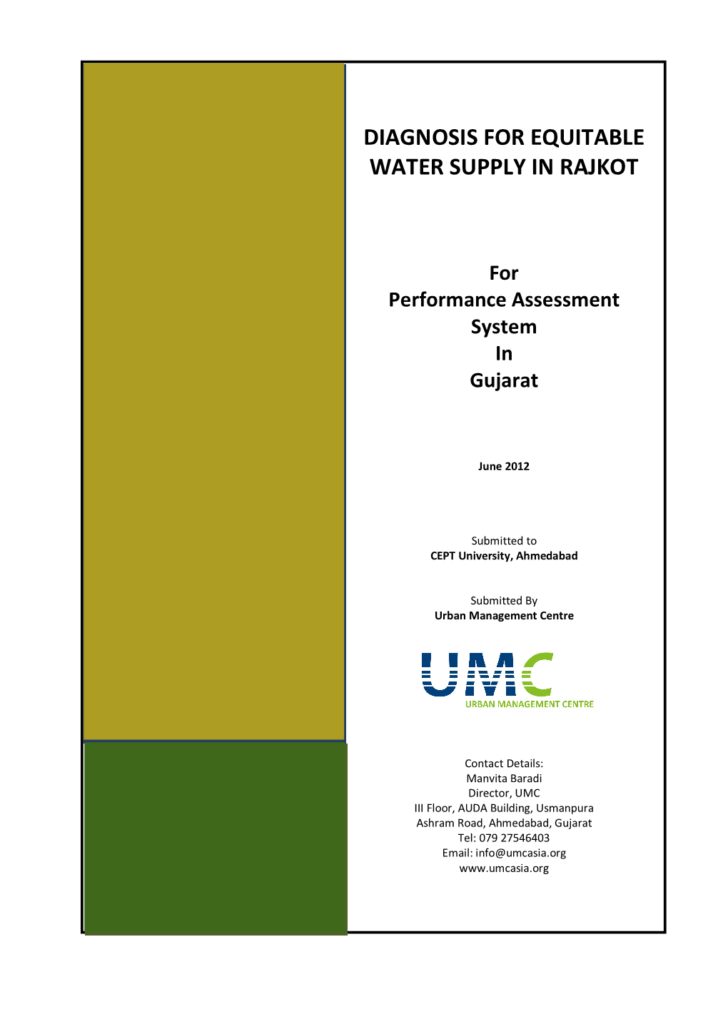 Diagnosis for Equitable Water Supply in Rajkot