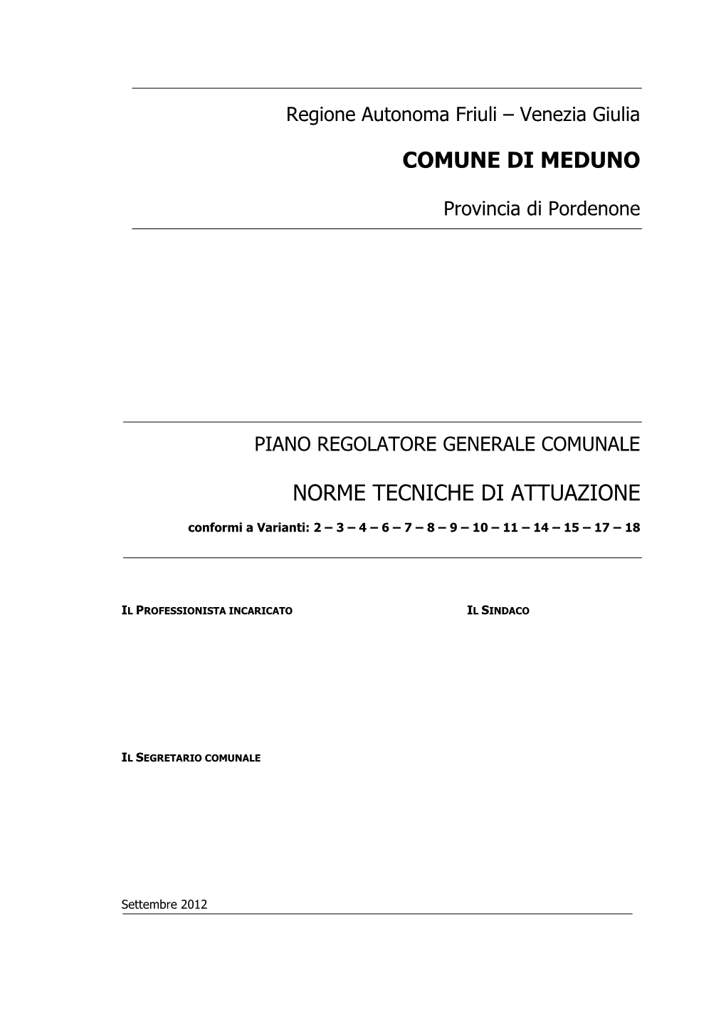 Comune Di Meduno Norme Tecniche Di Attuazione