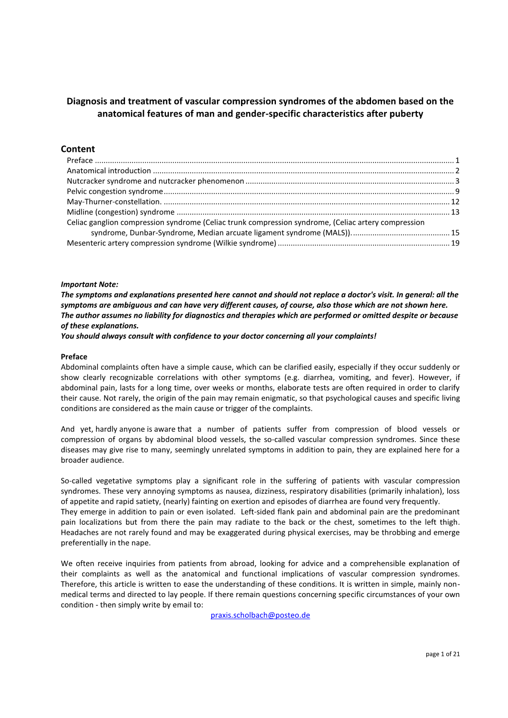 Diagnosis and Treatment of Vascular Compression Syndromes of the Abdomen Based on the Anatomical Features of Man and Gender-Specific Characteristics After Puberty